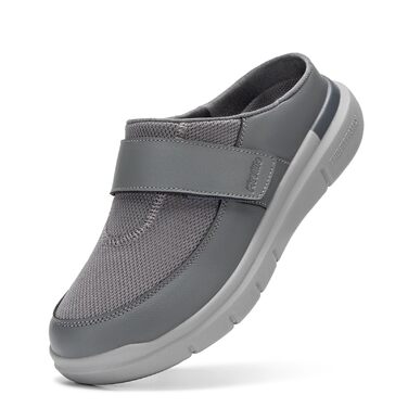 Домашні тапочки чоловічі FitVille для літніх людей та з широкою стопою, сліпони на липучці, розмір 41-50 (43 EU, сірий)