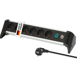 Смуга розеток Brennenstuhl Alu-Office-Line 6-фазна з алюмінію для столу (з вимикачем та 3м кабелем), Made in Germany