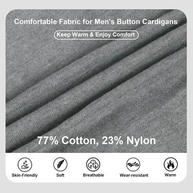 Чоловічий кардиган з в'язаного полотна, V-подібний виріз, бавовна, з ґудзиками та кишенями (сірий, M)