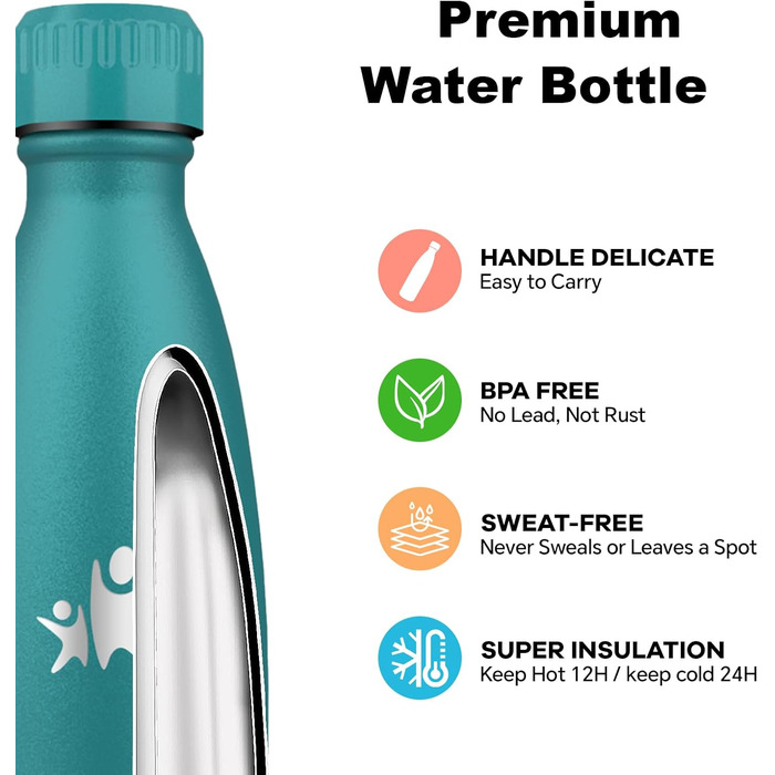 Термос-пляшка спортивна 750 мл, з нержавіючої сталі, подвійні стінки, BPA-Free, для кемпінгу, подорожей та спорту (моховий, 750 мл)