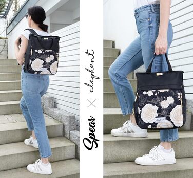Spear Rucksack - Unisex, Hygge City Backpack, Women's Backpack, Leisure Backpack, Office Backpack, Sport & Leisure Backpack, A4 size, 12788 (12790 Black Flower (2))