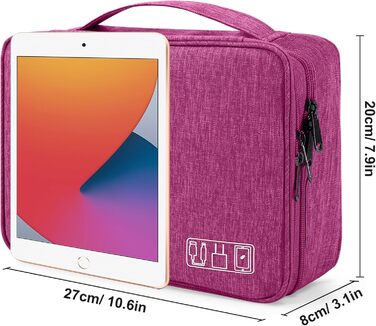 Водонепроникний органайзер для електроніки з 2 відділеннями: SD-картки, флешки, Power Bank, 27x20x8 см (фіолетовий)