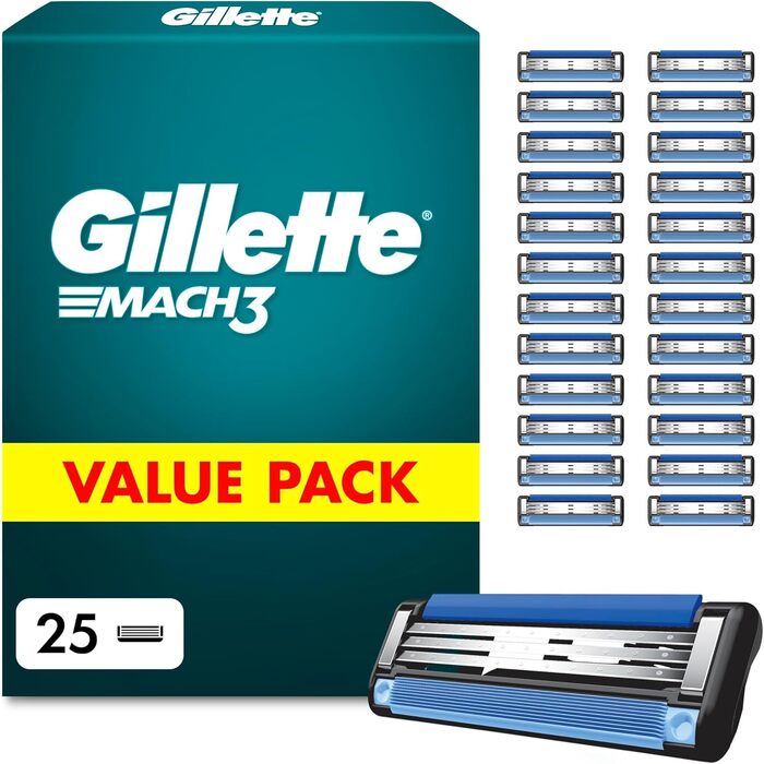 Смінні леза для чоловічих бритв Gillette Mach 3 Original, 28 шт, сині