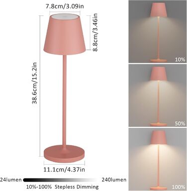 LED настільна лампа K-Bright з димуванням, акумуляторна, для дому та вулиці | Тепле світло | USB-зарядка | 1 шт. (Помаранчевий)