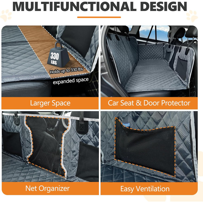 Захисний килимок для автосидіння собаки, водовідштовхувальний, анти-царапин, нековзний, сірий