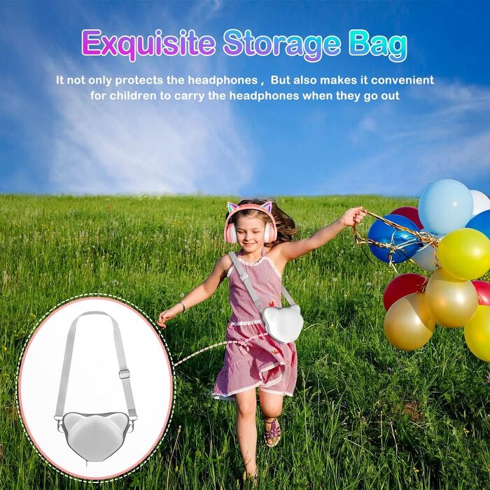 Дитячі навушники LOBKIN Bluetooth Over-Ear з чохлом, рожеві. Бездротові та провідні, складні, регульовані для школи та подорожей