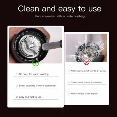 Manual Coffee Grinder with CNC Stainless Steel Burr for Espresso, Travel, Camping, Kitchen & Office, Small Hand Coffee Grinder Manual (Black)