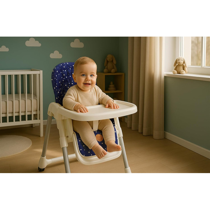 Універсальний сидіння-вкладиш для дитячого стільчика Ikea, Peg Perego, стільчиків для годування – м'яка накидка на дитячий стілець, морська синя з листям, сидіння-подушка для малюків