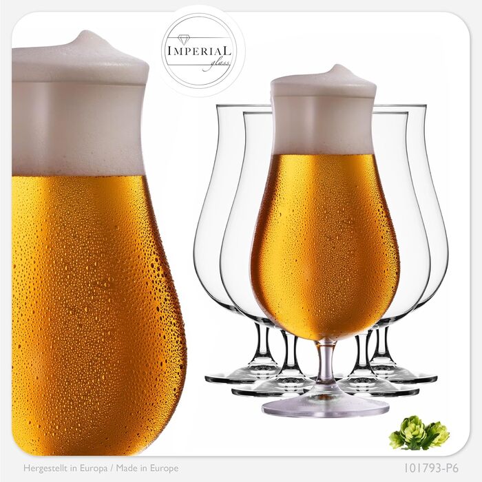 Набір пивних келихів Pilsner 500 мл (6 шт) Crystalline Glass - Келихи для пива, пивні тульпи 0.5 л