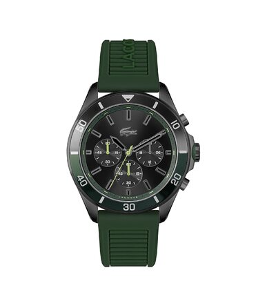 Годинник чоловічий Lacoste Chronograph Quarz TIEBREAKER з зеленим силіконовим браслетом 2011153