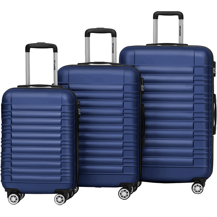 Набір валіз TRVLMORE 3 в 1: маленька, середня, велика, сірий колір. Валізи з твердим корпусом, 55x40x20 см (ручна поклажа).