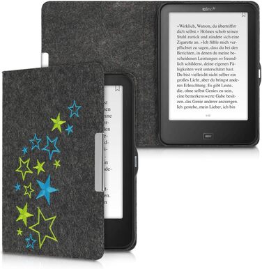 Чохол kwmobile для Tolino Vision 1/2/3/4 HD: тканинний, з принтом зірок, світло-зелений, синій, темно-сірий