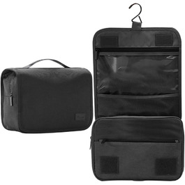 Чоловіча та жіноча косметичка-органайзер для туалетних речей - велика сумка для косметики з петлею для підвішування - бежева (чорний)