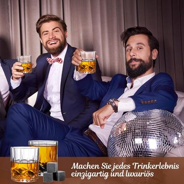 Набір склянок для віскі, подарунковий набір для чоловіків (2 склянки + 8 кеглів, що повторно використовуються + аксесуари), подарунок на день народження, подарунок на Різдво для чоловіків