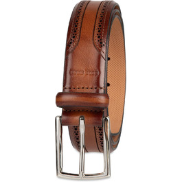 Чоловічий шкіряний шкіряний ремінь Cole Haan Brogue, 32 розміру, світло-коричневого кольору