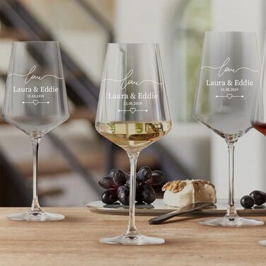Leonardo Puccini Weinglas 560 ml 2-piece Set with Engraving for Couples - Anniversary and Engagement Gifts - Personalized Wedding Gift - Wine Glass for Women and Men - Glass Wine Goblet