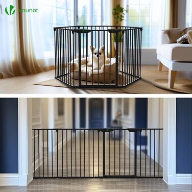 Захисне ґратка для каміну Vounot 375см з дверцятами, металева, для дітей, чорна