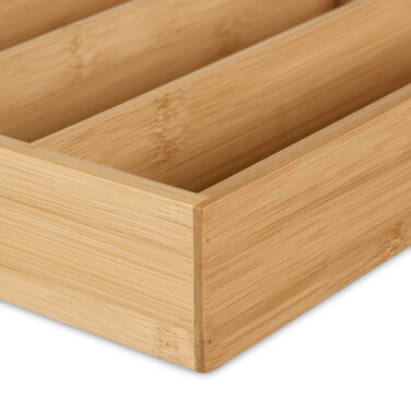 Relaxdays Bamboo Cutlery Box with 5 Compartments
