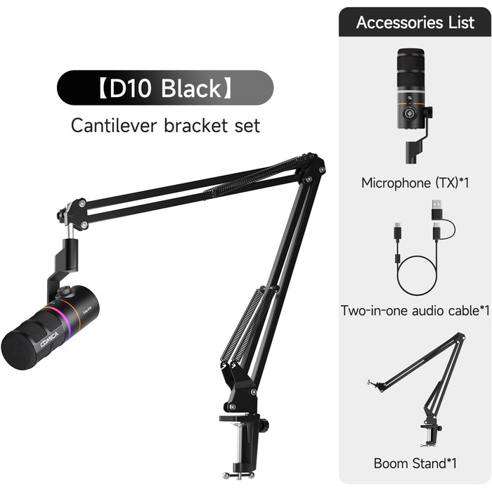 Мікрофон COMICA EJoy D10: Динамічний USB/XLR з RGB-підсвічуванням та шумозаглушенням