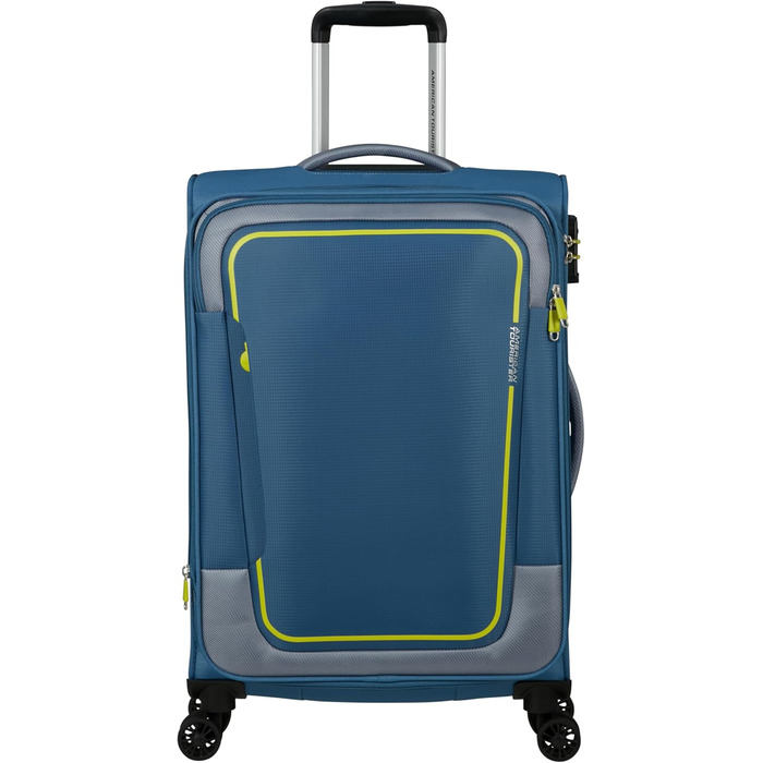 Валіза American Tourister Pulsonic Spinner L, розширювана, 81 см, 113/122 л, синя, поліестер