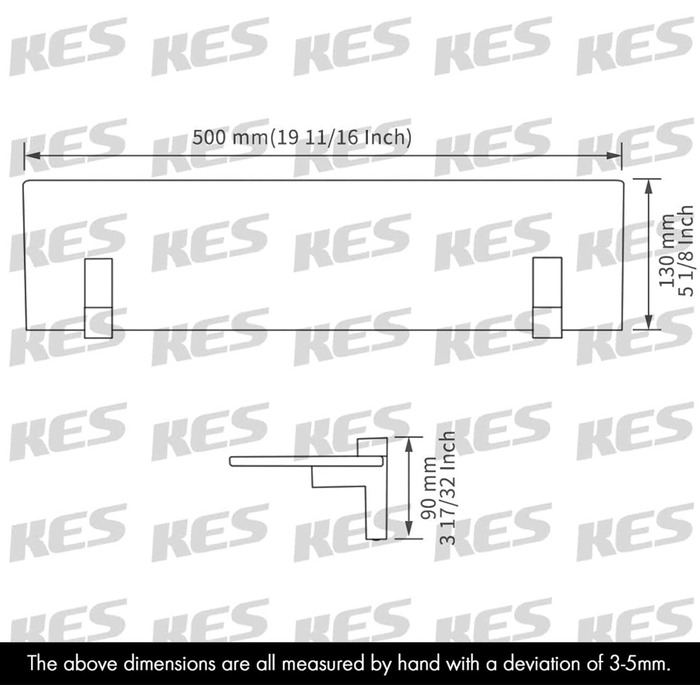 KES Shower Shelf for Hanging, Bathroom Shelf, Wall Shelf, Shower Glass Shelf, 8mm Shower Shelf, Bathroom Shelf, Tempered Glass with Shelf Supports, 60cm Brushed Nickel, BGS3201S60-2 (50 CM, Polished Chrome)