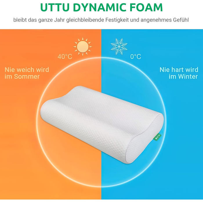 Подушка ортопедична з піни Memory Foam UTTU для підтримки шиї та зняття болю, 60x35x13 см