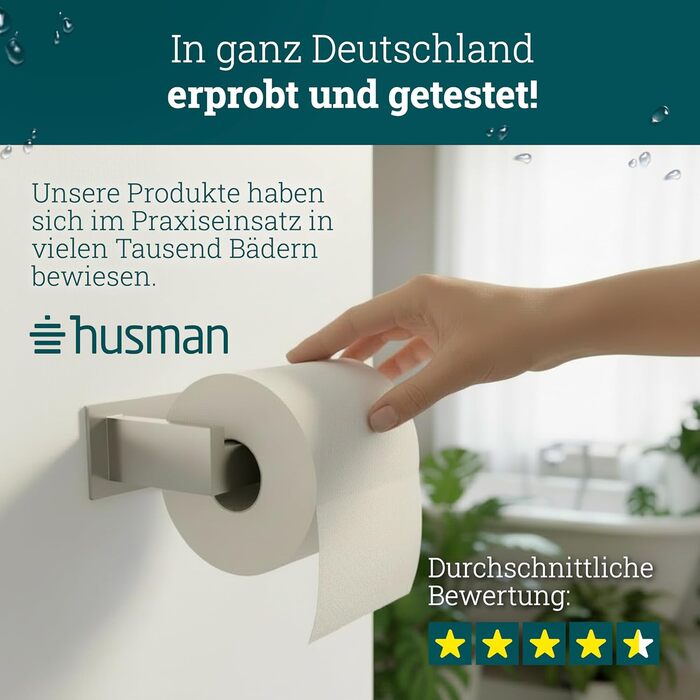 Тримач для туалетного паперу husman® без свердління, з полицею, матовий чорний, нержавіюча сталь