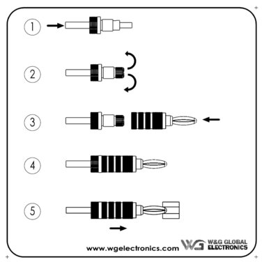 Бананові конектори WGGE WG-3333 24K позолота, закручувані, 12 пар (24 конектори)