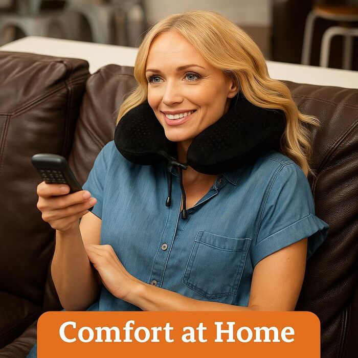 Подушка для шиї AERIS Reisen - подушка для сну з memory foam та чохлом з велюру - для подорожей (літак, авто, поїзд) та дому