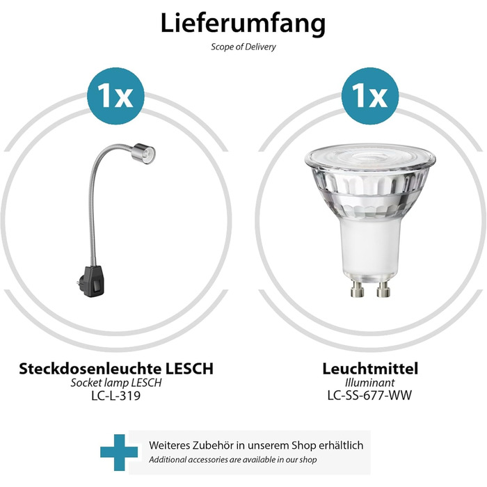 Світлодіодна настільна лампа LESCH з гнучкою ніжкою (Швангенгальс), хром/чорний, з LED GU10 (тепле біле світло, 7.6W, 1103lm, 33°)