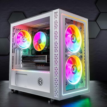 Корпус для ПК GameMachines Element Snow Edition ATX з 3 RGB вентиляторами, білий (Nova Snow)