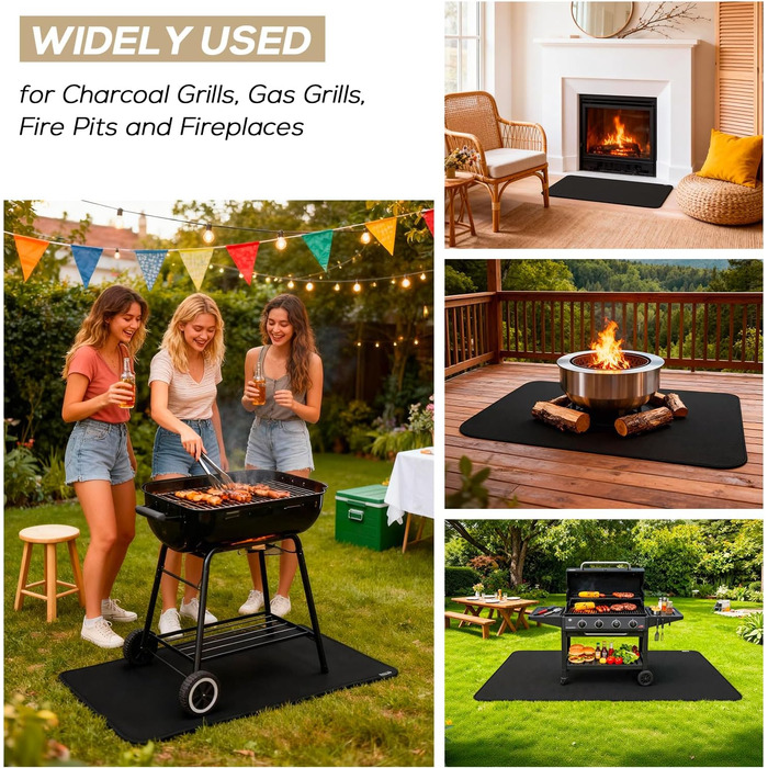 Негорючий килимок для гриля 100x150 см: захист від жару та антипригарне покриття для газових та вугільних грилів
