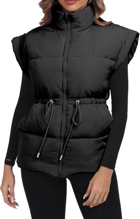 Жіночий великий пуховик ELLEVEN з коміром-стійкою, стьобаний, на блискавці, з кишенями (L, Чорний)