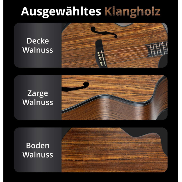 Акустична гітара Classic Cantabile SHG-2WN LaBelle Westerngitarre - гітара з бічним звуковим отвором та підлокітником, корпус з горіха, гриф з чорного дерева/Окуме, вінтажний дизайн