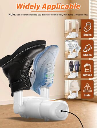 Електричний сушильник для взуття та черевиків з таймером 120 хв, UV-підсвічуванням, чорний