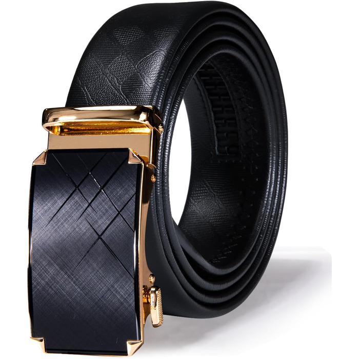 Чоловічий шкіряний ремінь Barry Wang чорний з автоматичною пряжкою (3 в 1), регульований бізнес-пояс, 130 см, у подарунковій коробці