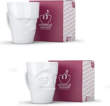 Fiftyeight, Porcelain, Handle Mugs 2-Piece Set, Grumpy and Mischievous, 350 ml Handle Cups