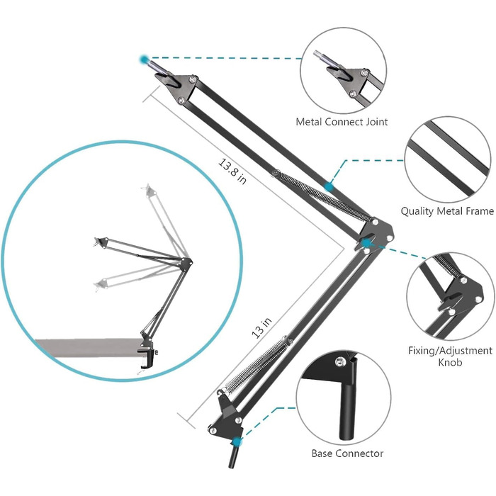 Підставка для мікрофона Blue Yeti SUNMON - міцна, поворотна на 360°, з металевою клямкою. Сумісна з HyperX QuadCast 2, Fifin AM8, Seiren Mini V3, MV7 та іншими мікрофонами.