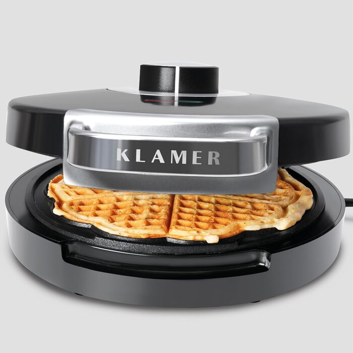 Вафельниця KLAMER для вафель у формі серця, 5 температурних режимів, антипригарне покриття, 1000 Вт, чорний колір