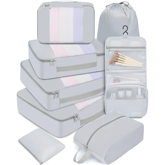 Органайзери для подорожей BAGAIL, набір 10 шт. різних розмірів, Matcha-Grün (зелений матча)