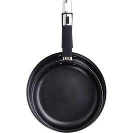 Набір кухонних сковорідок Bergner Loja Reeco (3 шт. 18-22-26 см) + лопатка з алюмінію, індукційне дно, чорний