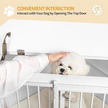 Клітка для собак Hzuaneri Eck-Hundekäfig: зручна собача будка з подушкою та розсувними дверима, 107 x 59,6 x 64 см, білий колір, DFC85903W