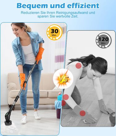 WADEO Electric Cleaning Brush, 17-in-1 Electric Cleaning Brush with Replaceable Brush Heads and Adjustable Handle, Electric Scrub Brush for Bathroom, Kitchen, Car, Tiles, Floor (Black)