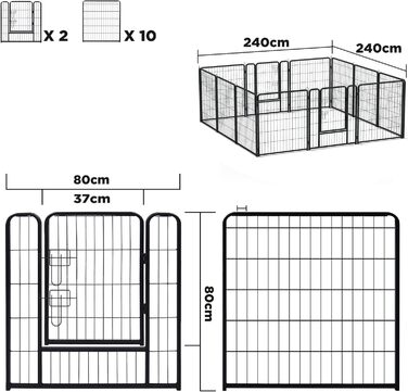 Вольєр для цуценят Froadp 6-TLG, загон для собак, 65 x 80 см, 12 елементів