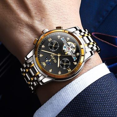 Чоловічий годинник OLEVS Chronograph: водонепроникний, кварцовий, зі сталевим корпусом та підсвіткою циферблата (6678, чорний/золотий/сріблястий)