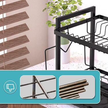 Dish Drying Rack, Dish Basket, Dish Drying Rack for Dishes, Dish Drying Stand, Dish Drying Rack for Countertop Sink Organizer (White) (Two-Tier)