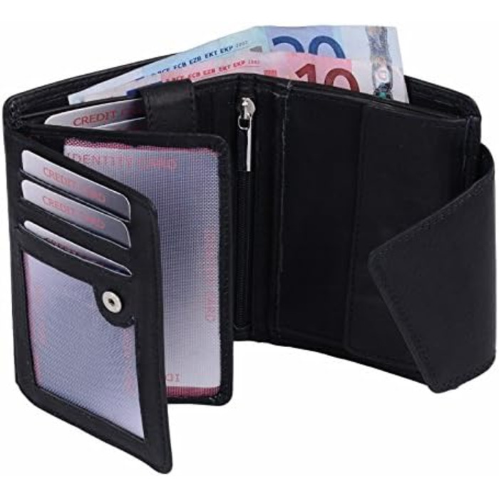 LEAS Ladies' Exchange in portrait format with RFID protection, genuine leather, black Ladies' Collection