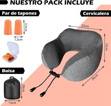 Подушка для шиї у подорожах з капюшоном та навушниками, віскоеластична подушка для шиї