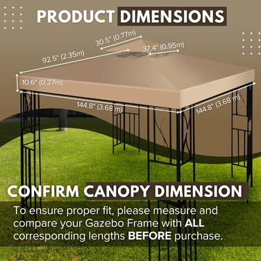 Replacement Gazebo Canopy Cover for Gazebo, 2.5 x 2.5 m, Waterproof Cover - Double-Layer UV30 Canopy for Awnings, Garden, Patio, Yard, Tent (Ivory) (Beige)
