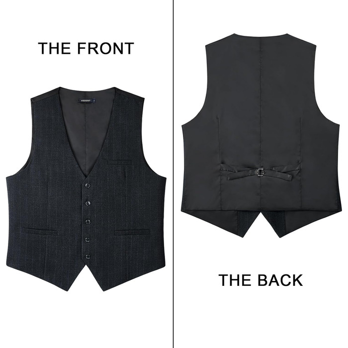 Жилет чоловічий HISDERN в клітинку, формальний, класичний, бавовна, для весілля, в клітку 'Геллер', костюмний, чорний, сірий, XL